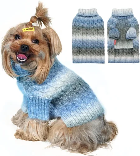 Vista 9 de KYEESE Suéteres para perros pequeños, suéter para mascotas con bloques de color macho, suéter para mascotas con hilo mullido, suéter de punto