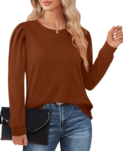 Vista 3 de XIEERDUO Sudaderas para mujer, cuello redondo, manga larga, básicas, casuales, túnica para leggings