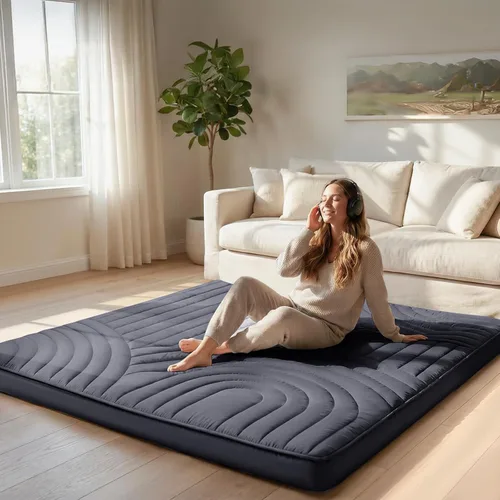 Vista 3 de ZonLi Colchón japonés para piso, colchón futón, tamaño individual, 2.5 pulgadas de grosor Negro