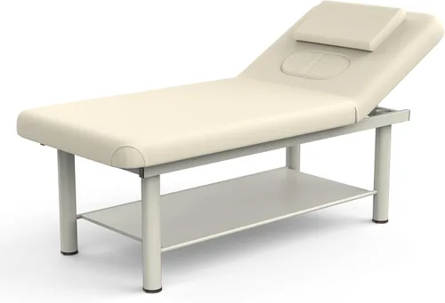 Vista 10 de pouseayar Cama de masaje estacionaria profesional resistente con respaldo ancho para terapia, tratamientos faciales, marco de metal, piel sintética