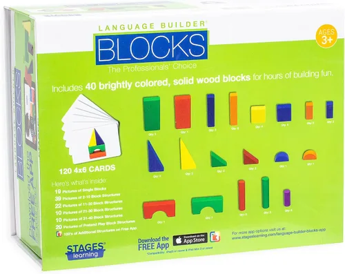 Vista 2 de Etapas materiales de aprendizaje idioma Builder bloque imitación Kit estudios para autismo & Preschool 120 Pretend Play Flashcards, 40 bloques