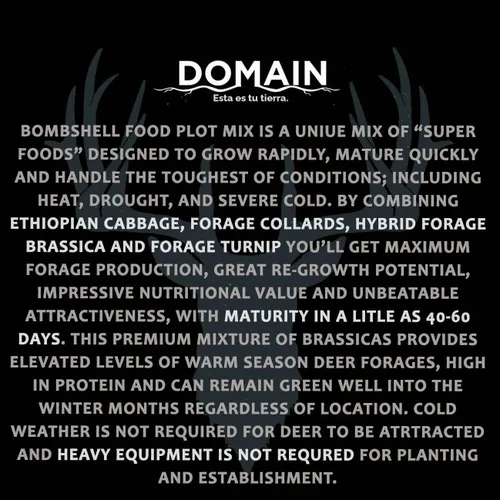 Vista 8 de Domain Outdoor Bombshell - Semilla de parcela de alimentos para ciervos, 1/2 acre, diseñada para manejar las condiciones más duras, establecimiento