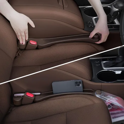Vista 13 de Givifive Juego de 2 rellenos de espacio para asiento de automóvil, espuma suave, multifuncional, con organizador y función de gancho, tapón
