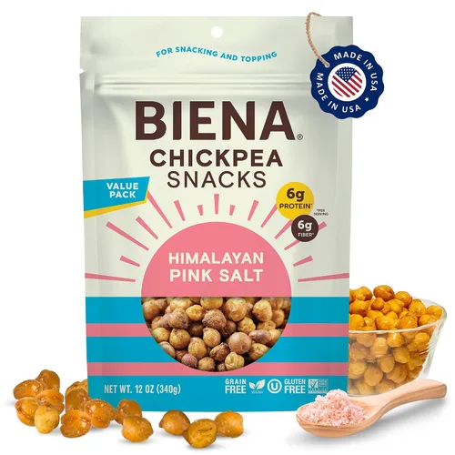 Vista 18 de Biena Bocadillos crujientes de garbanzos tostados, barbacoa, alto en proteínas, alto en fibra, sin gluten, a base de plantas, sin OMG, aperitivos