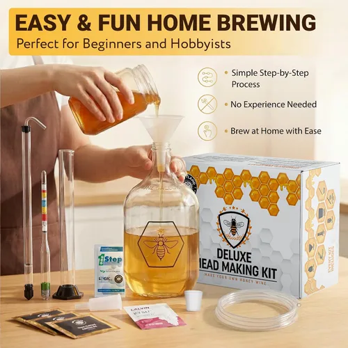 Vista 7 de Kit completo de fabricación de hidromiel para principiantes con levadura e ingredientes de primera calidad - Kit de inicio de elaboración de cerveza