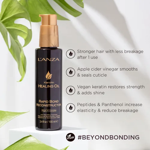Vista 5 de L'ANZA Rapid Bond Reconstructor - Aceite curativo de queratina para el cuidado del cabello, tratamiento de restauración de bonos, tratamiento