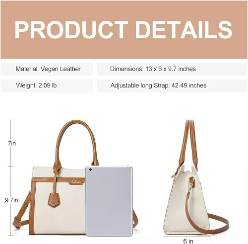 Vista 6 de CLUCI Satchel - Bolso de mano para mujer, bolso de hombro cruzado para mujer