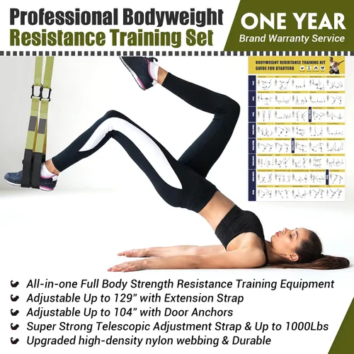 Vista 2 de Kit de Entrenamiento de Resistencia para el Hogar, Correas de Ejercicio de Resistencia con Asas, Ancla de Puerta y Bolsa de Transporte para Gimnasio