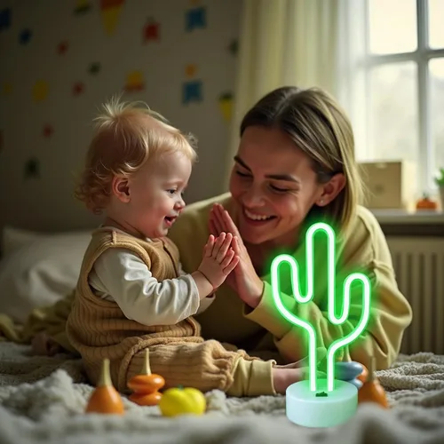 Vista 5 de Luces de neón de cactus verdes con base de soporte, letreros de neón de cactus para dormitorio, mesa, bar, cumpleaños, decoración de Navidad, verano