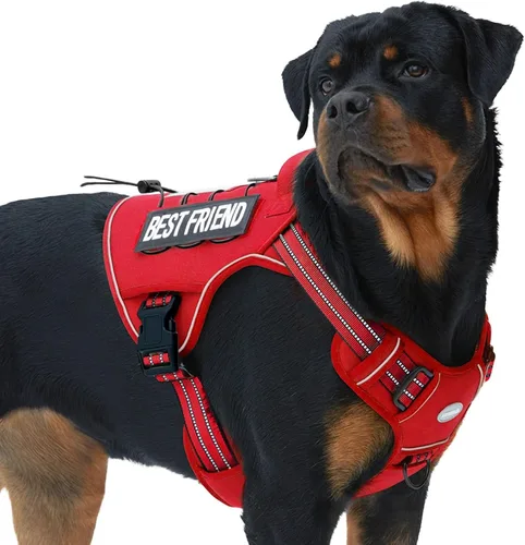 Vista 24 de Auroth - Arnés táctico para perros pequeños y medianos, sin tirones, arnés ajustable para mascotas, reflectante, K9, entrenamiento, trabajo