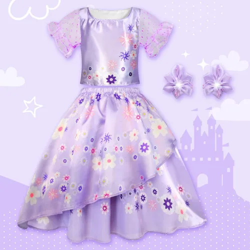 Vista 4 de Meland Disfraz de princesa para niñas pequeñas, disfraz de princesa, regalo para niñas de 3 a 8 años, juego de simulación