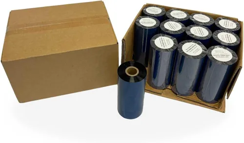 Vista 21 de Wolfbarco 1 Roll 1.57" x 1476' 40mm x 450m Premium Resin-Enhanced Wax Ribbon, Black Barcode Thermal Transfer Ribbon 1" Core Coated Ink Outside (CSO)
