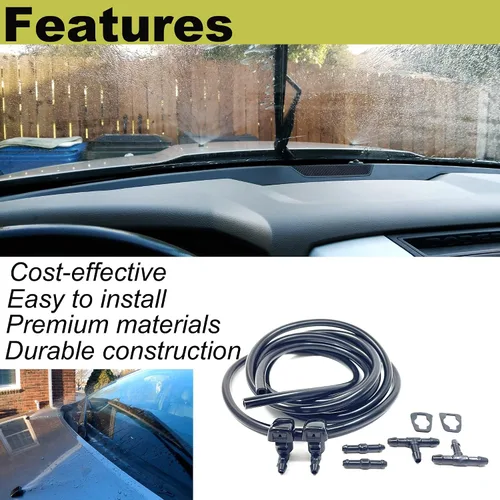 Vista 4 de Kit de boquillas del limpiaparabrisas delantero de repuesto para Ford Focus 08-11 Ford Edge 07-11 Lincoln MKX 07-10 Chorro lavaparabrisas y manguera