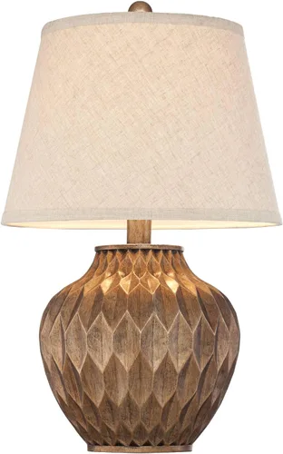 Vista 6 de 360 Lighting Buckhead - Juego de 2 lámparas de mesa pequeñas de estilo tradicional de 22 pulgadas de alto, urna geométrica de bronce cálido