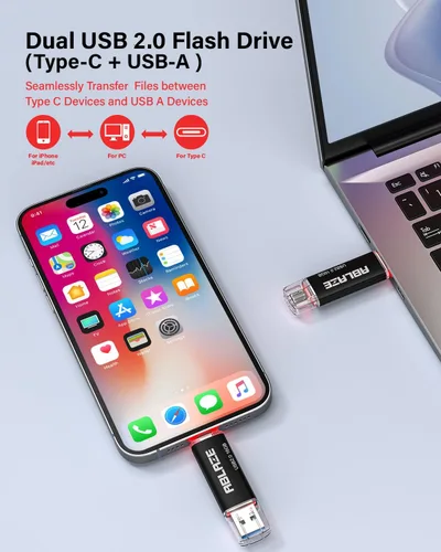 Vista 2 de ABLAZE 16GB Unidad Flash USB Tipo C 10 Pack, Memoria Stick Thumb Drive Dual USB 2.0+USB C Compatible con iPhone 16/15, Smartphone Android
