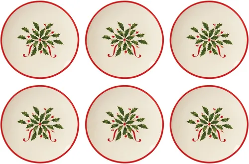 Vista 21 de Lenox Holiday - Juego navideño para postres de 12 piezas, 9.92, rojo y verde