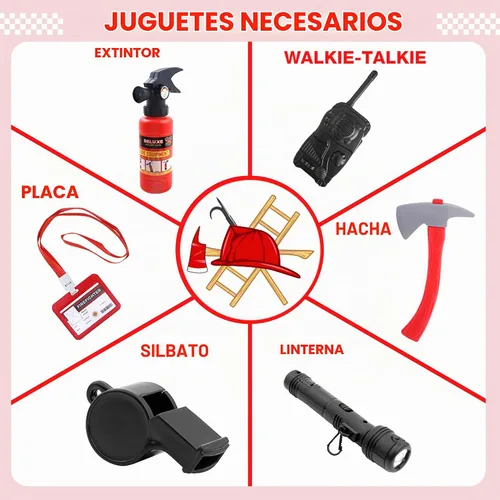 Vista 3 de Disfraz de bombero para niños, jefe de bomberos, cosplay, juguetes de juego de rol