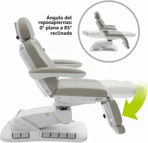 Vista 6 de SKINACT Palma - Mesa de tratamiento médico eléctrico de 4 motores y silla facial con giratorio, altura ajustable, respaldo, inclinación del asiento