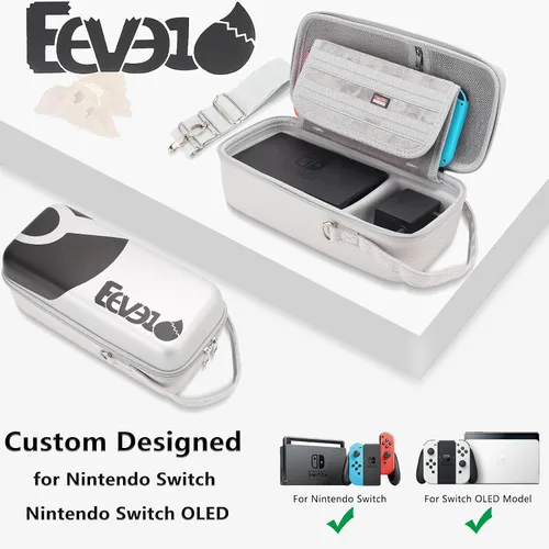 Vista 2 de Portable Carrying Case for Nintendo Switch with Removable Shoulder Strap - Built-in Stand Compatible with Switch OLED, Nintendo Switch AC Adapter