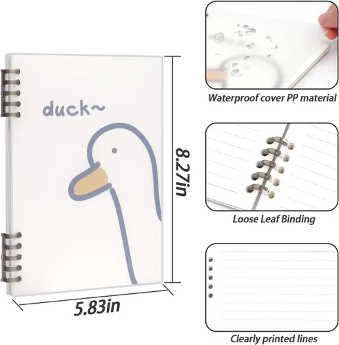Vista 2 de elephtree Cuaderno de espiral, cuaderno recargable y juego de papel de relleno en total de 120 hojas, cuadernos con rayas universitarias con 2