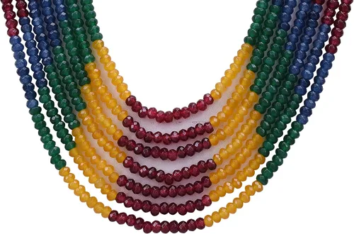 Vista 2 de Ratnavali Jewels Collar de cuentas de cuarzo multicolor de 7 líneas para mujer
