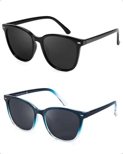 Vista 27 de FIMILU Paquete de 2 lentes de sol polarizados para mujer, lentes de protección UV400, montura grande, lentes de moda, elegantes