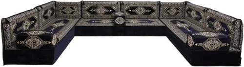 Vista 105 de arabicsofa Sofá en forma de U de estilo árabe para el suelo – Juego de Majlis hecho a mano – Sofá de estilo bohemio
