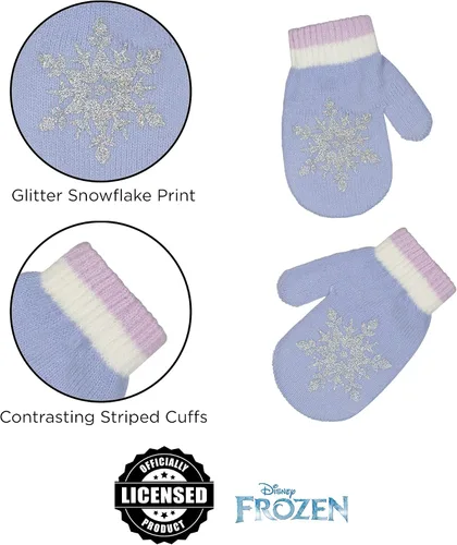 Vista 5 de Disney Juego de gorro y guantes de invierno para niñas de 2 a 4 años o Frozen 2 con gorro Elsa Anna y guantes para niños de 4 a 7 años