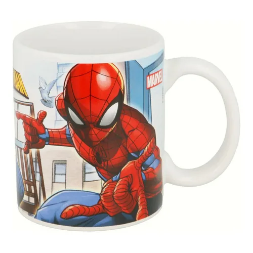 Vista 4 de Taza Mug Spider-Man Great power Azul Rojo Cerámica 350 ml