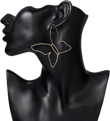 Vista 5 de fxmimior Pendientes colgantes de cadena larga con borlas y diseño de mariposa para mujer, Cobre