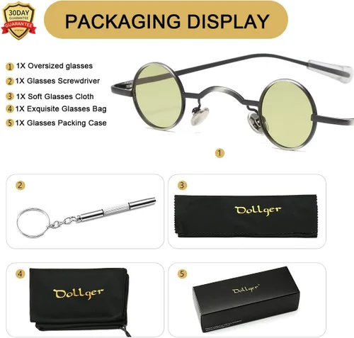 Vista 6 de Dollger Gafas de sol polarizadas punk de los años 70, diseño de círculo hippie