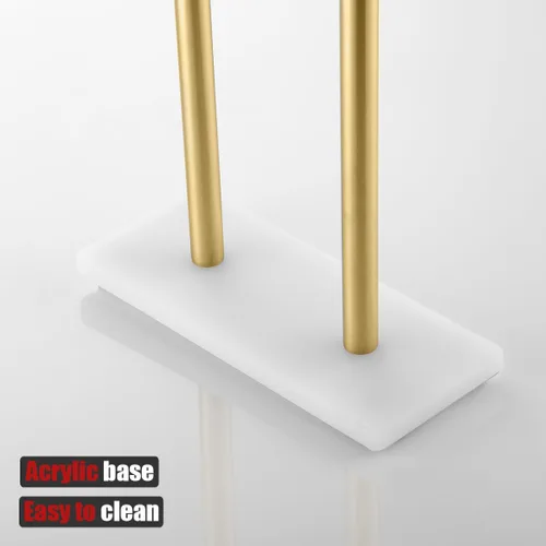 Vista 7 de JQK BTH120L30-WG - Toallero de baño de pie independiente, color dorado, de 30 pulgadas, estante doble para toallas para suelo de baño, dorado