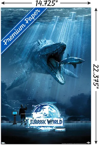 Vista 3 de Trends International Jurassic World - Póster de pared de agua, 14.725 x 22.375 pulgadas, versión premium sin marco