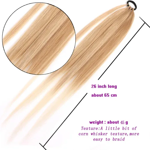 Vista 3 de Extensiones de cola de caballo, 2 piezas sintéticas con banda de pelo envolvente alrededor de las extensiones de cabello trenzadas, cola de moño
