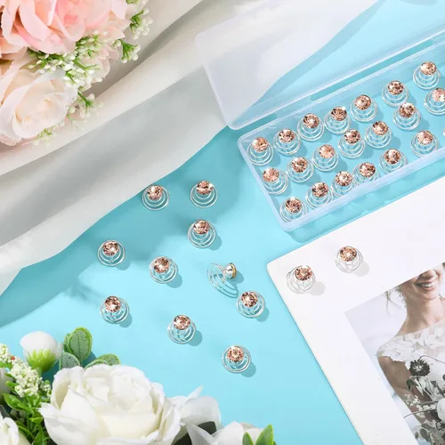 Vista 3 de WILLBOND Juego de 60 tornados de cristal de diamantes de imitación en espiral para bodas, novias, bailes, fiestas y ocasiones importantes con Champán