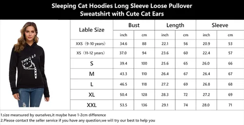 Vista 7 de Sudadera con capucha sin botones para mujer, diseño de gato con orejas de gato