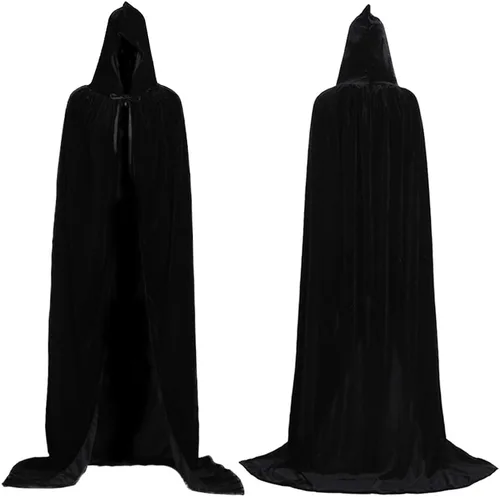 Vista 3 de Capa con capucha unisex de terciopelo largo para disfraces de Halloween