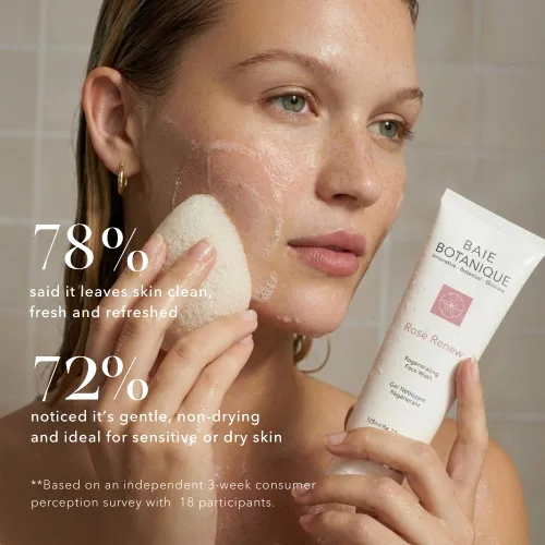Vista 4 de Baie Botanique Rose Renew - Lavado facial orgánico natural - Lavado facial hidratante - Lavado facial natural para piel grasa - Lavado facial