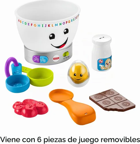 Vista 5 de Fisher-Price Laugh & Learn Magic Color - Cuenco para mezclar, jueguete músical para bebé Juguete de aprendizaje para bebés, comida, luces y música