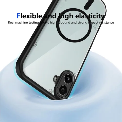 Vista 606 de Funda magnética transparente compatible con Xiaomi 17T, color negro 2 en 1 PC + TPU cubierta de teléfono a prueba de golpes, carcasa protectora