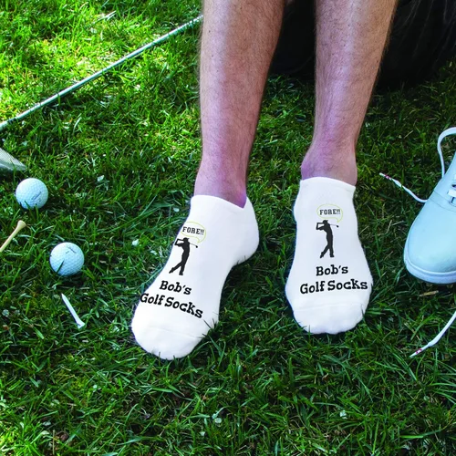 Vista 7 de Divertidos calcetines de golf con texto, grandes regalos para los amantes del golf, divertidos calcetines invisibles para hombres y mujeres