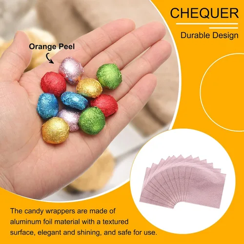 Vista 3 de uxcell 100 envoltorios de aluminio para dulces, envoltorios de barra de chocolate de 8 x 8 pulgadas, papel de aluminio para decoración de embalaje
