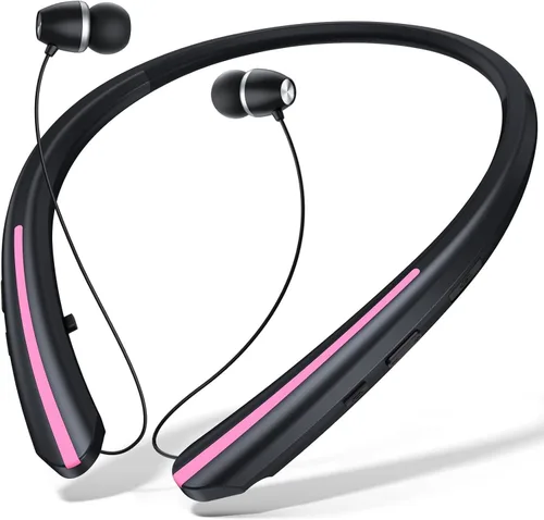 Vista 8 de Auriculares Bluetooth inalámbricos con banda para el cuello, auriculares retráctiles automáticos con 24 horas de reproducción, auriculares