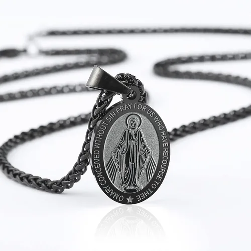 Vista 127 de P. BLAKE Collar ovalado de San Cristóbal, Miguel, José, Jude/Virgen María/José/Francisco/Patrick/Anthony/Benedict/Thomas para hombres y mujeres