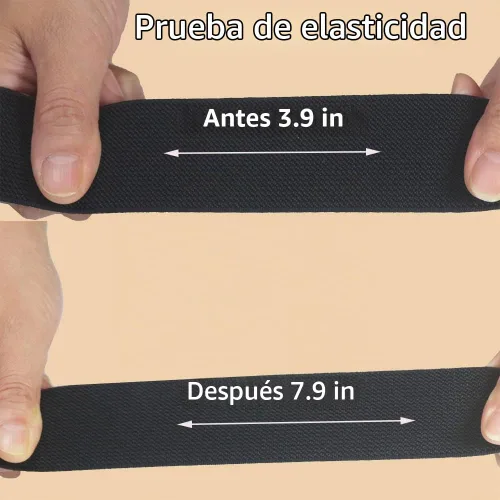 Vista 5 de Banda elástica de punto negro de 1-1/2 pulgadas, 10 yardas, 1.496 in, tejido de sarga de doble cara, correas elásticas pesadas, banda elástica