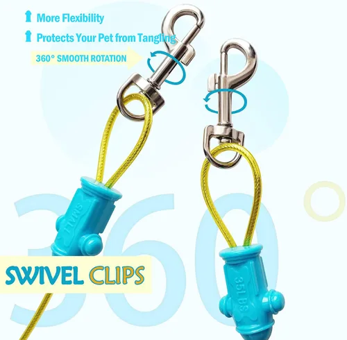Vista 3 de Petest Cable de amarre reflectante con cubierta de crimpado para perros pequeños de hasta 35 libras, 15 pies