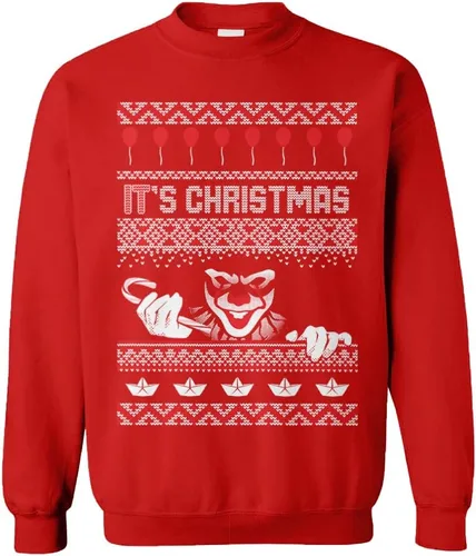 Vista 6 de Tcombo It's Christmas - Sudadera unisex con cuello redondo y payaso espeluznante para Navidad