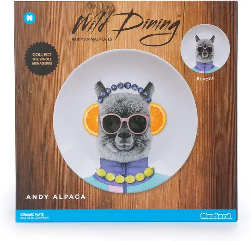 Vista 3 de Mustard Wild Dining Andy Alpaca - Plato llano de cerámica, M12006G