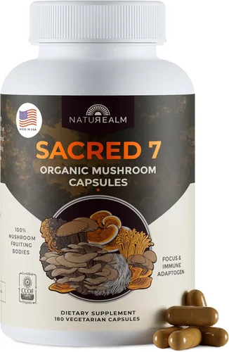 Vista 12 de Naturealm Suplemento en polvo de hongos orgánicos Sacred 7 Suministro para 60 días Mezcla 7 en 1 con melena de león, Reishi, Chaga Apoyo
