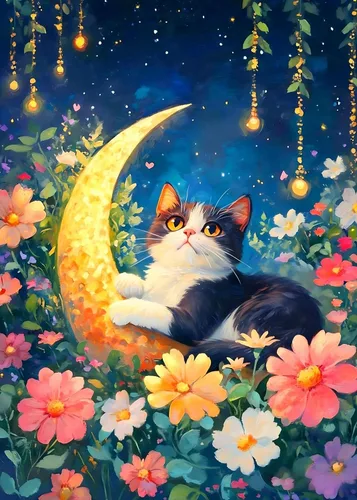 Vista 12 de Kits de Arte de Diamantes de Gato de SANYUN para Adultos, Kits de Pintura de Diamantes de Noche Estrellada, Pinturas de Animales con Diamantes